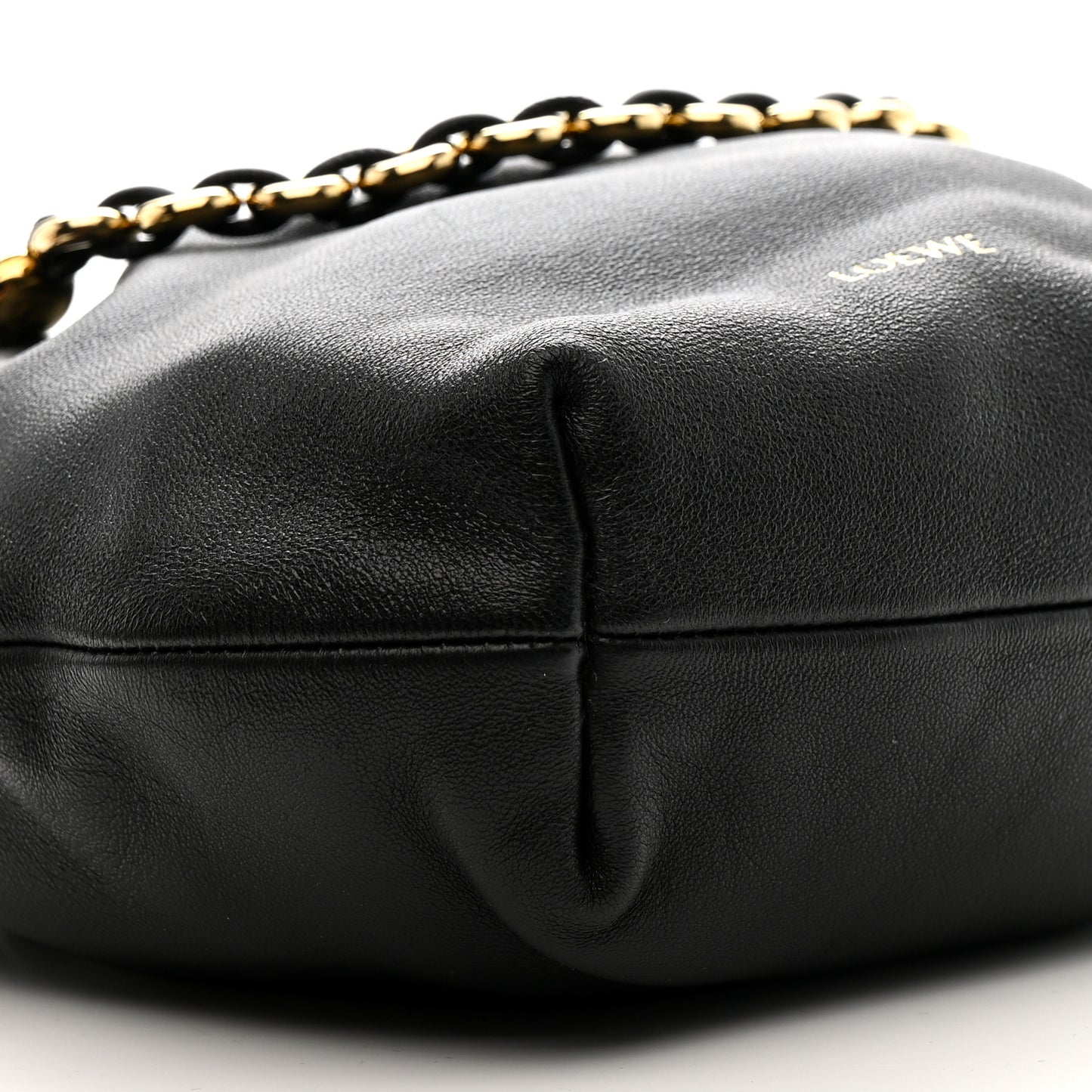 Mellow Nappa Donut Chain Mini Flamenco Knot Clutch Black