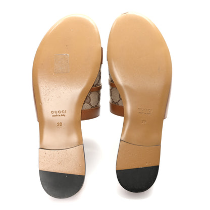 Gucci Calfskin Monogram Horsebit Womens Slide Sandals 39 Beige Ebony Sundial 6 of 10