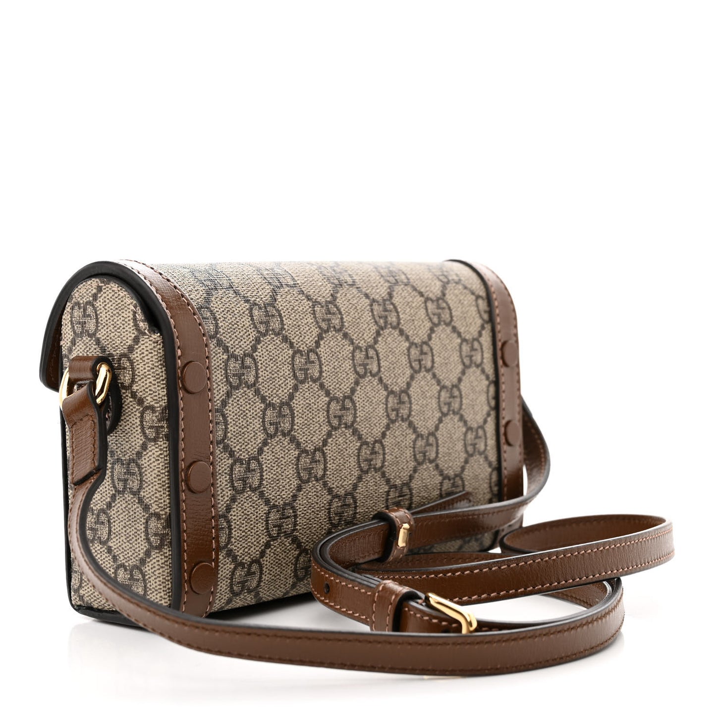 GG Supreme Monogram Mini Horsebit 1955 Shoulder Bag Beige Brown Sugar