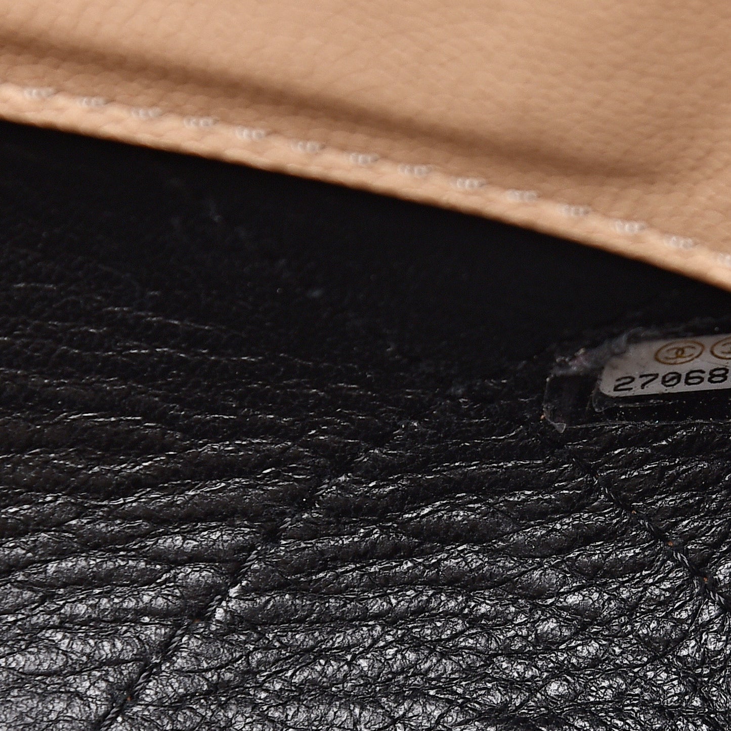 Caviar Stitched Small Shopping Tote Beige