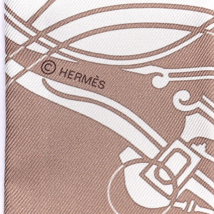 Hermes Silk Ex-Libris Twilly Beige White Caramel 3 of 4
