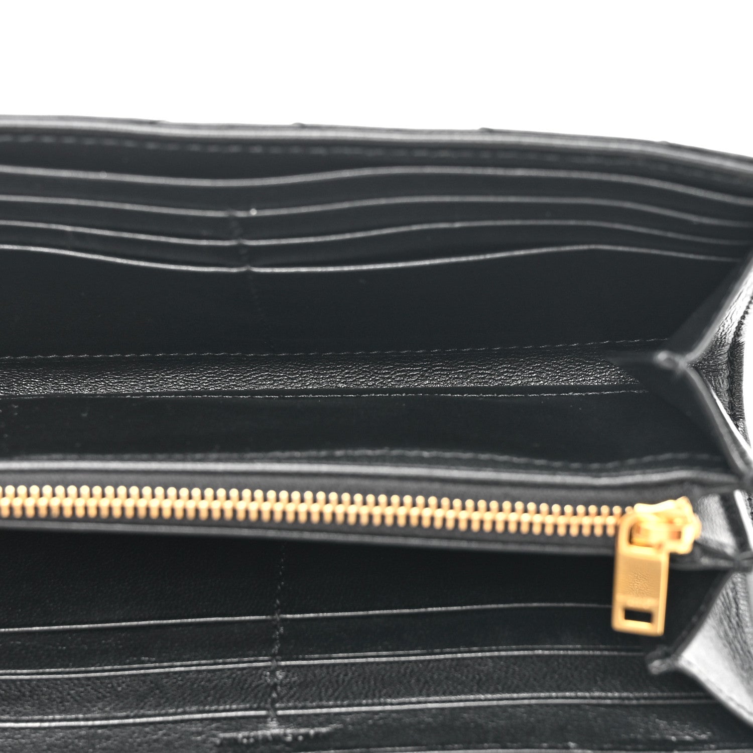 Saint Laurent Calfskin Matelasse Chevron Monogram Flap Wallet Black 5 of 11