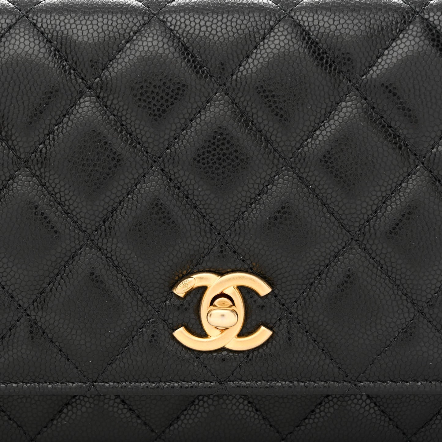 Caviar Quilted Twist Your Buttons Wallet On Chain WOC Black