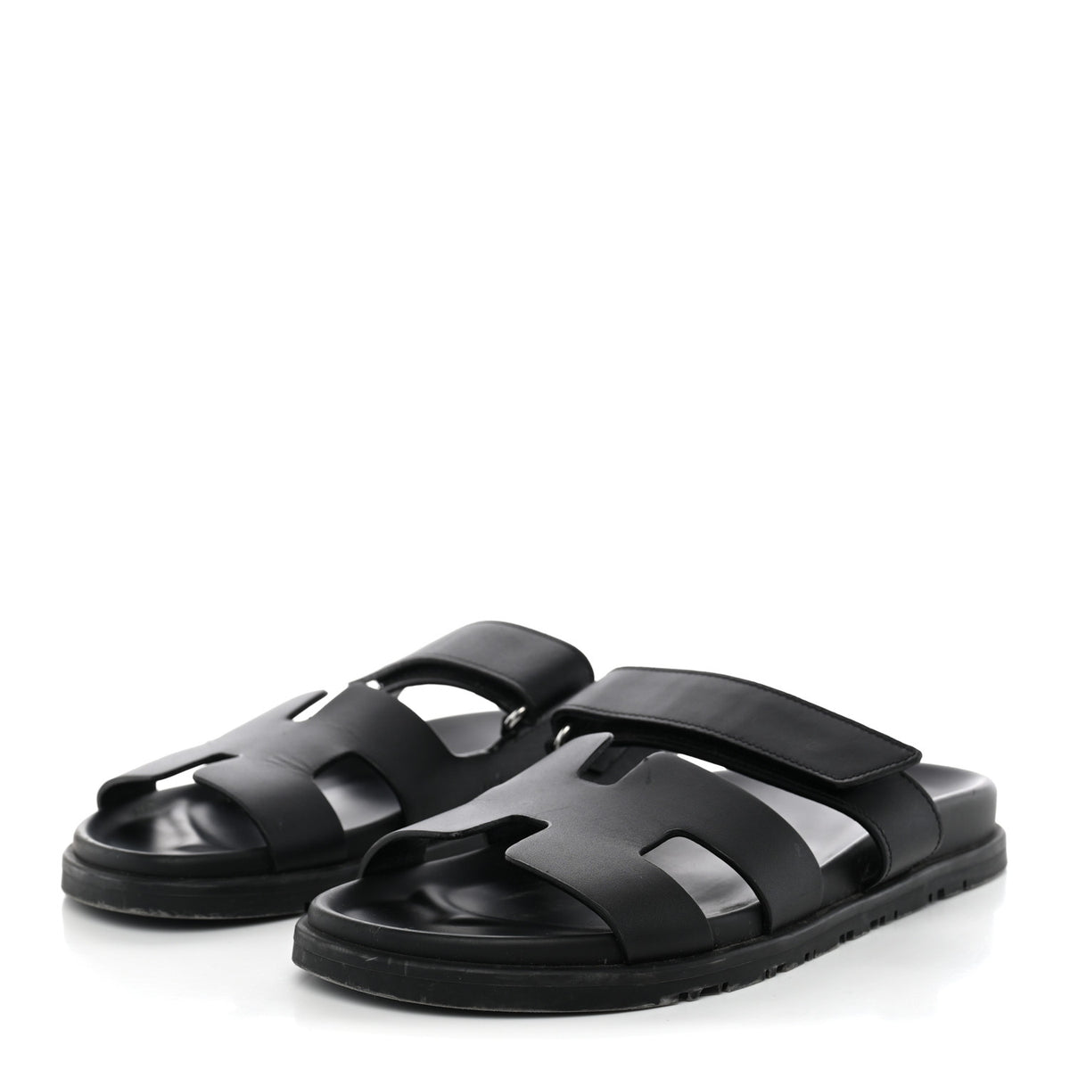 Hermes Calfskin Womens Chypre Sandals 38 Black 3 of 12