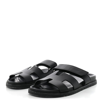 Hermes Calfskin Womens Chypre Sandals 38 Black 3 of 12