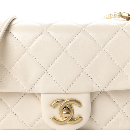 Chanel Calfskin Quilted Crystal Pearls Small Flap Bag White 10 of 11