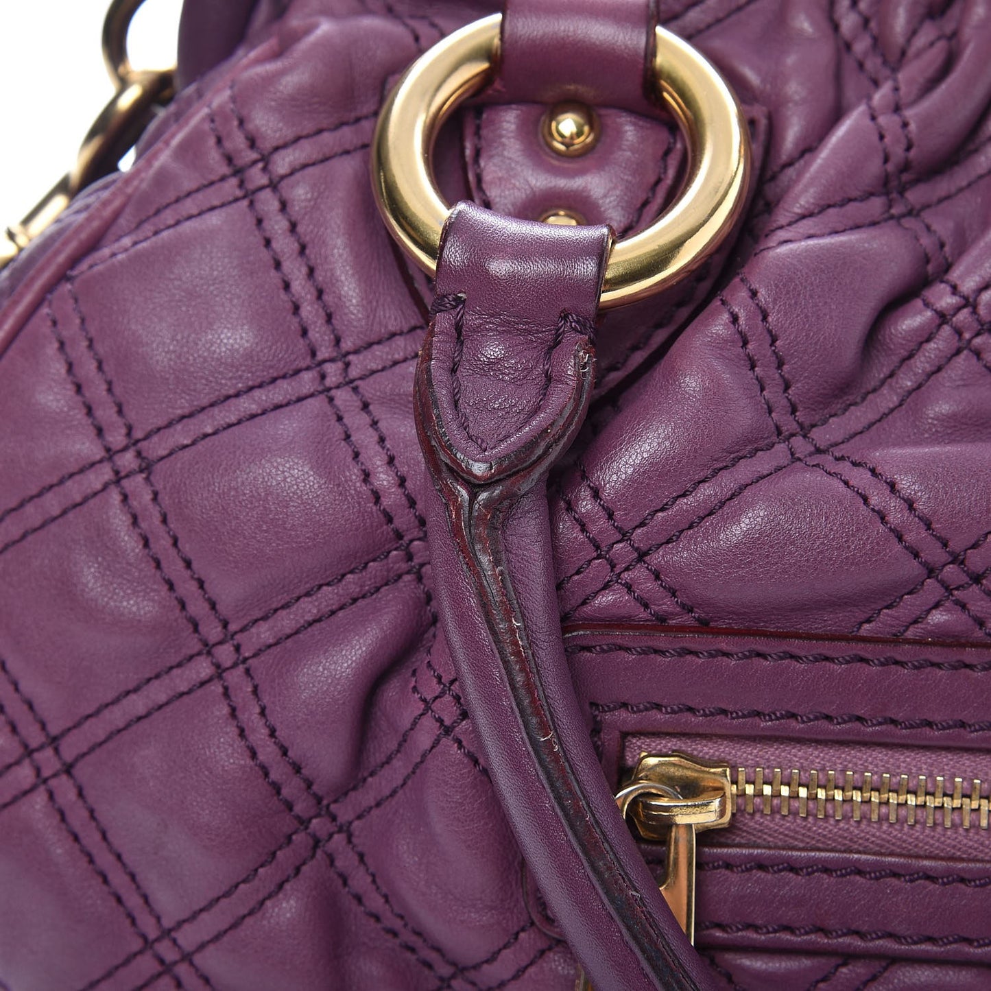 Calfskin Quilted Stam Purple