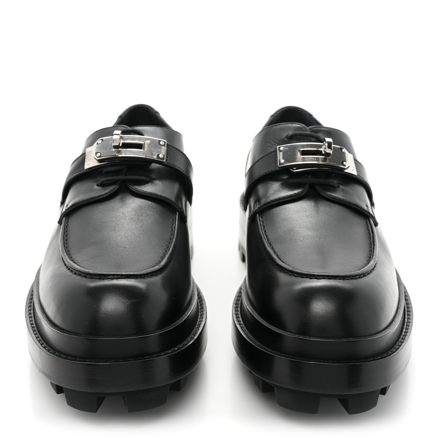 Hermes Calfskin Mens First Derby Shoes 40 Black 2 of 12