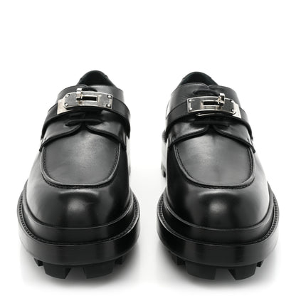 Hermes Calfskin Mens First Derby Shoes 40 Black 2 of 12