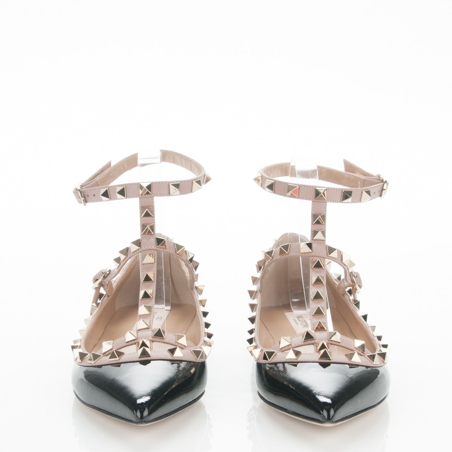 Patent Rockstud Cage Ballerina Flats 38 Black Poudre