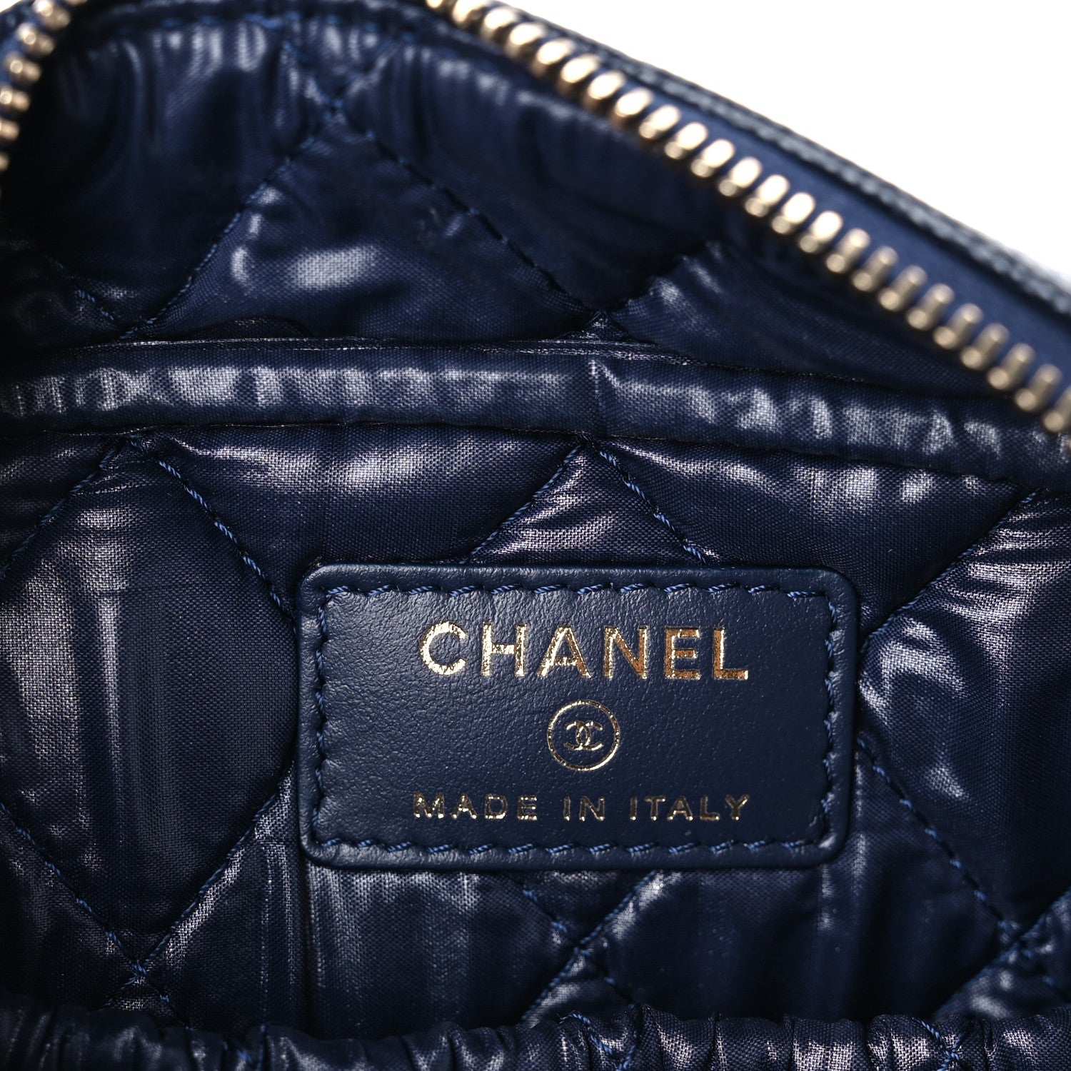 Chanel Caviar Quilted Medium Curvy Pouch Cosmetic Case Navy 6 of 8