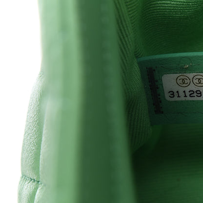 Chanel Lambskin Resin Quilted Mini Pearl Samba Square Flap Green 9 of 11