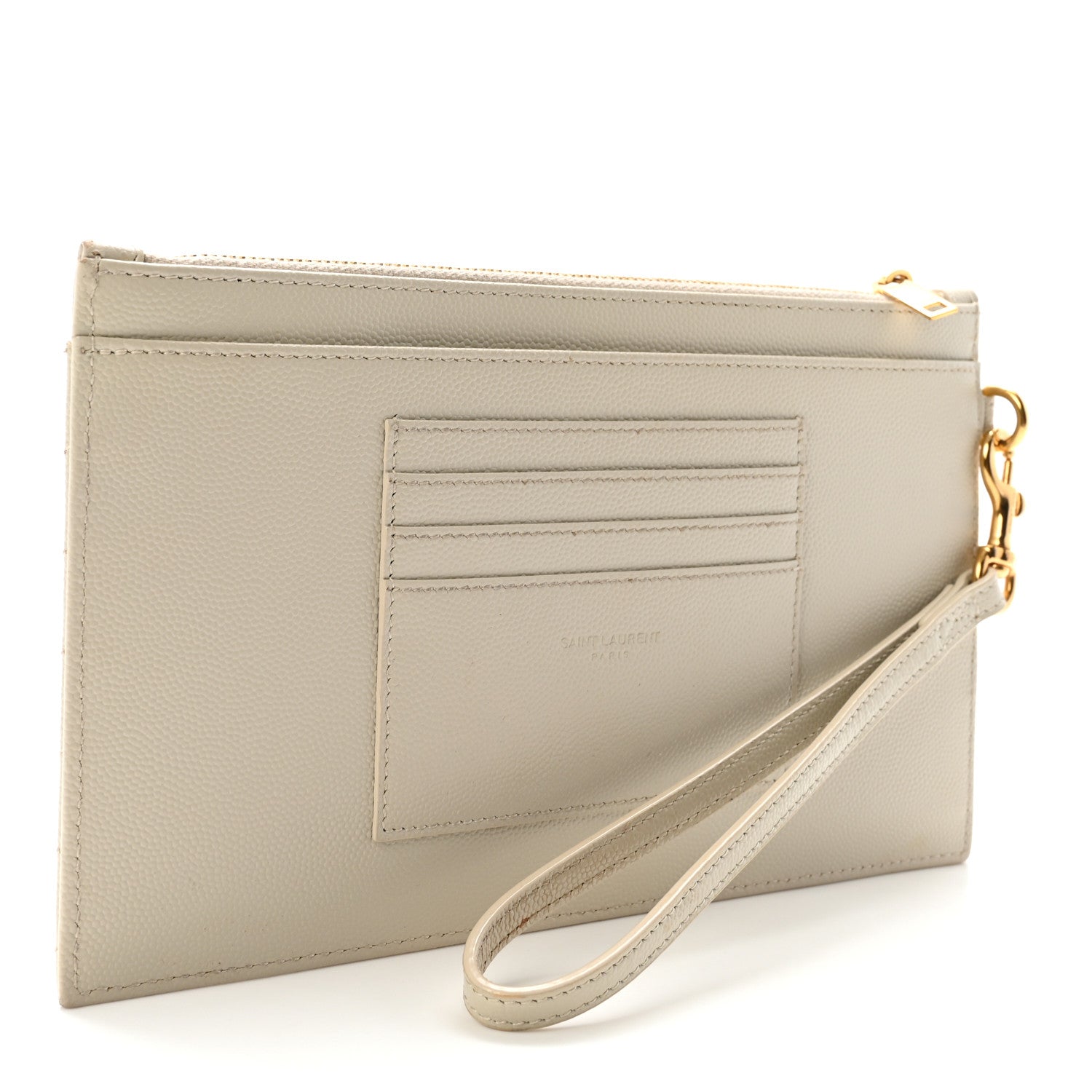 Saint Laurent Grain De Poudre Chevron Monogram Bill Pouch Crema Soft 3 of 8