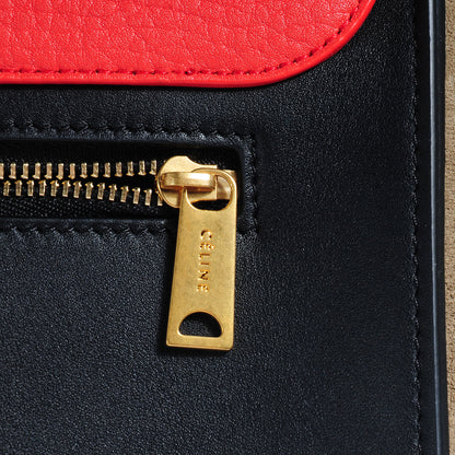 Celine Textured Calfskin Suede Medium Tri-Color Trapeze Vermillion 10 of 11