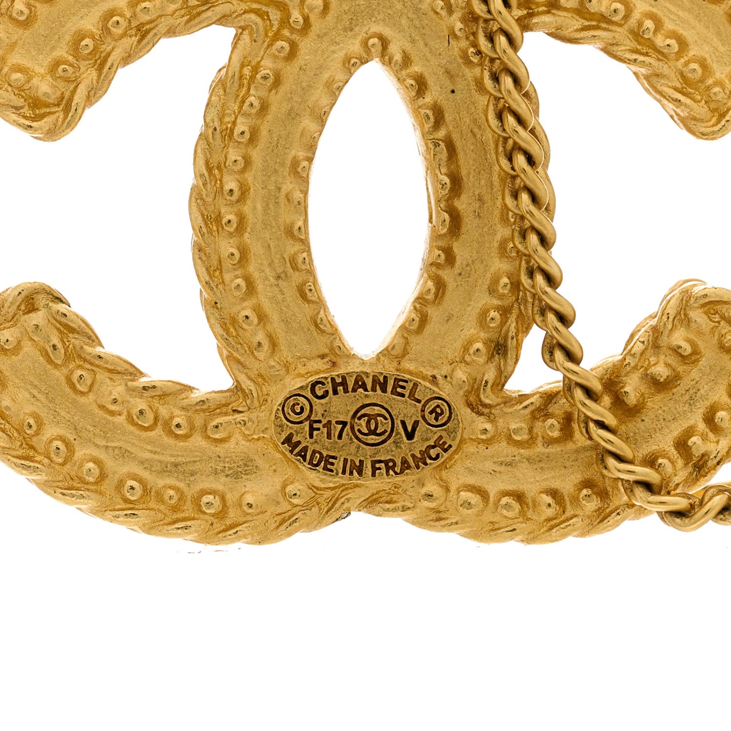 Chanel CC Drop Earrings Matte Gold 4 of 5