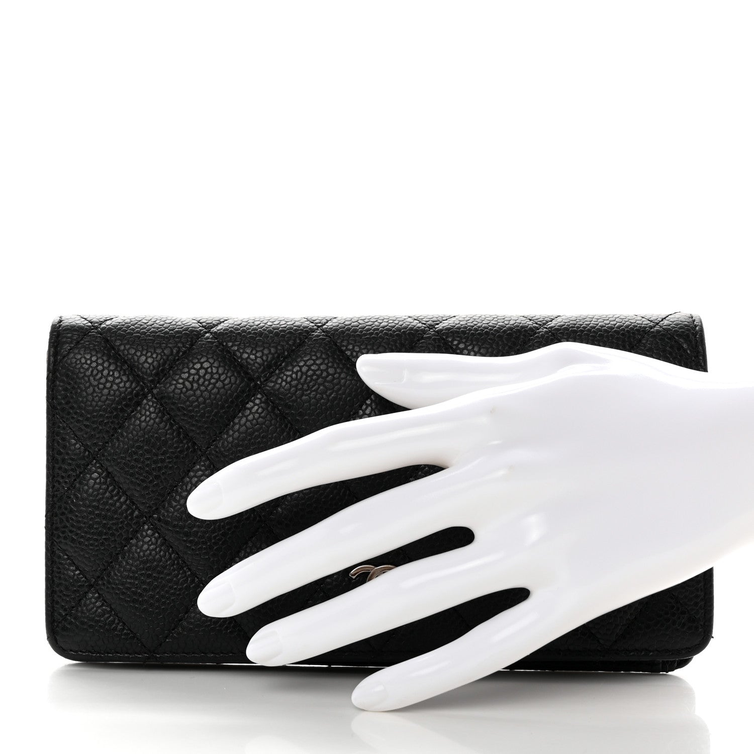 Chanel Caviar Quilted Yen Wallet Black 2 of 15