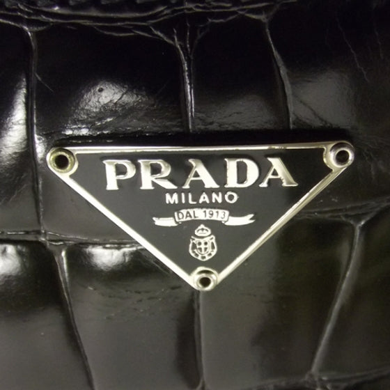 Crocodile Embossed Clutch Black
