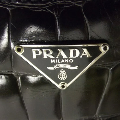 Prada Crocodile Embossed Clutch Black 8 of 8
