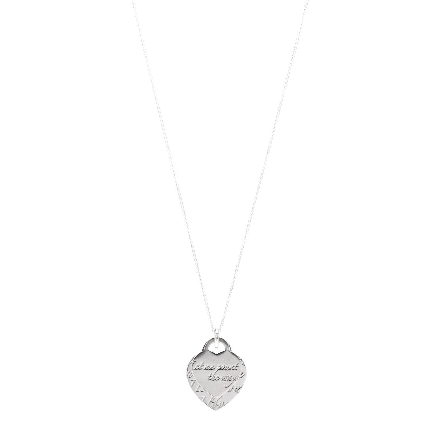 Sterling Silver Notes I Love You Double Heart Pendant Necklace