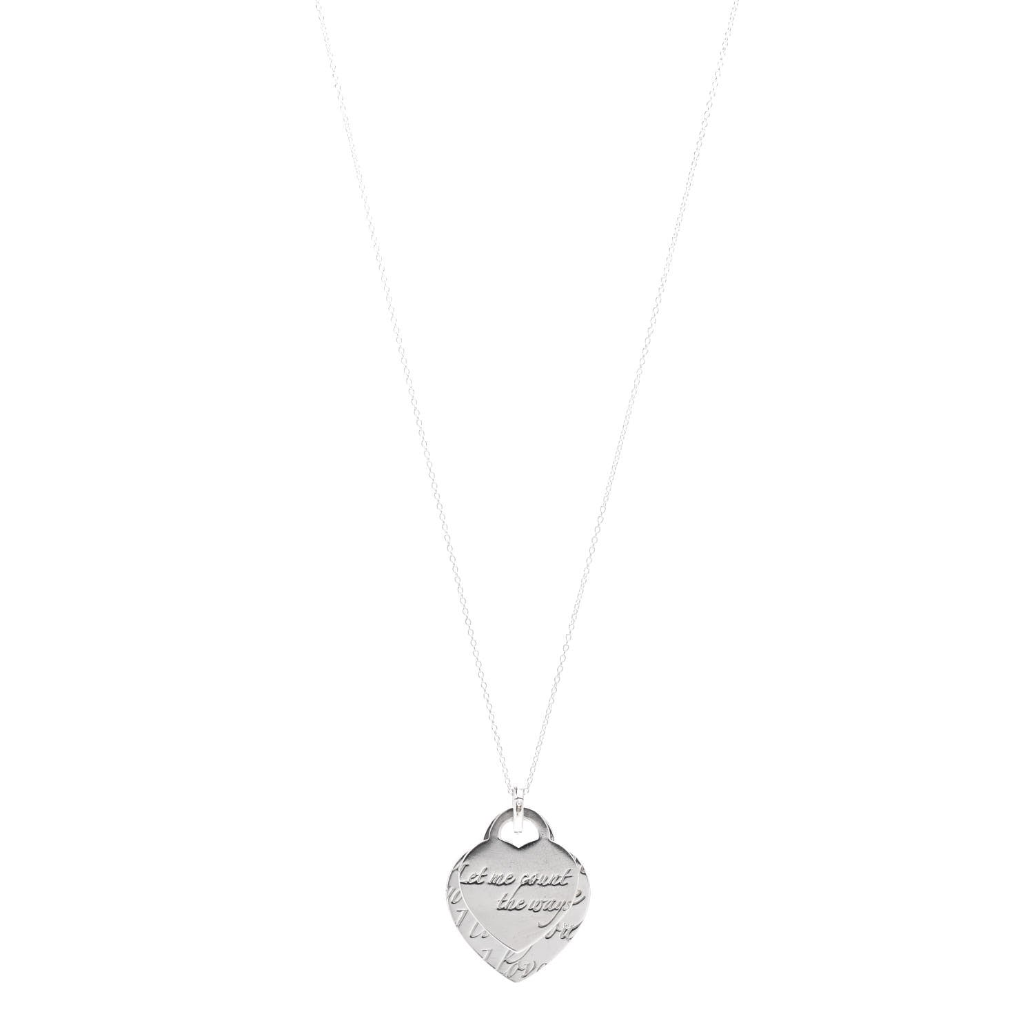 Tiffany Sterling Silver Notes I Love You Double Heart Pendant Necklace 1 of 4