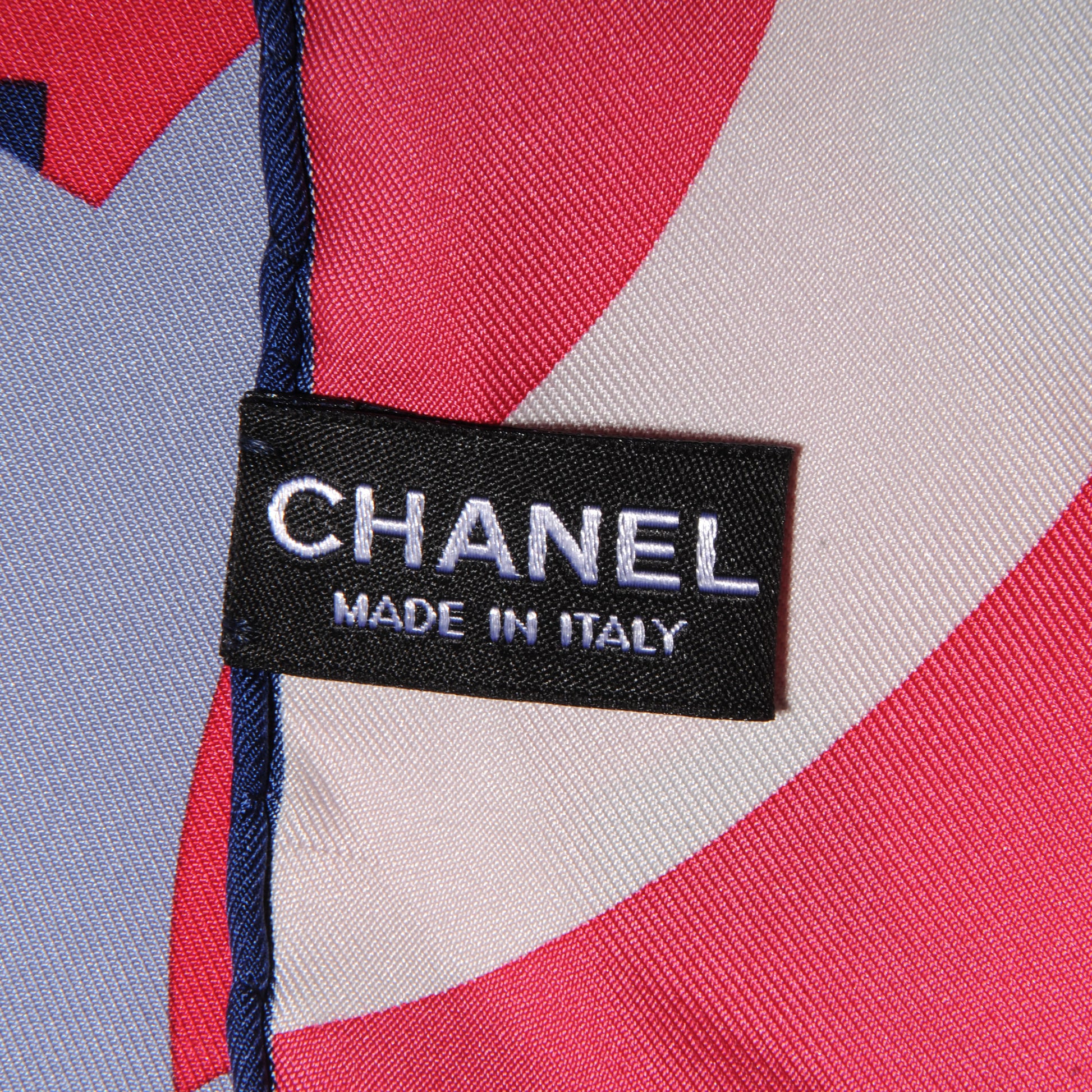 Chanel Silk CC Logo Scarf Fuchsia Blue 4 of 5