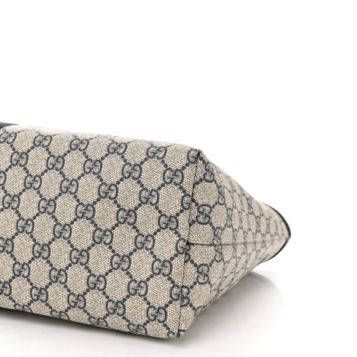 Gucci GG Supreme Monogram Textured Calfskin Web Medium Ophidia Shopping Tote Beige Blue 10 of 10