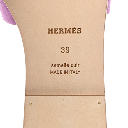 Hermes Suede Goatskin Oran Sandals 39 Violet Parme 7 of 8