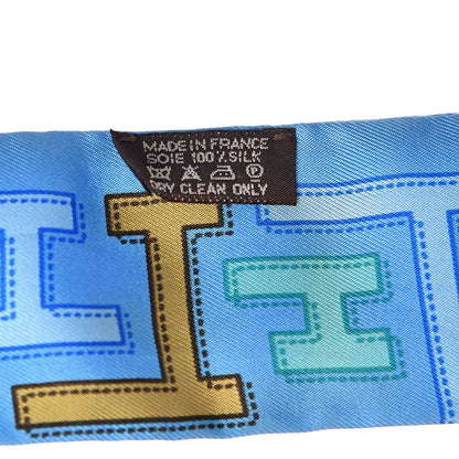 Hermes Silk Dedale Twilly Bleu Azur Vert Vieil Or 3 of 6