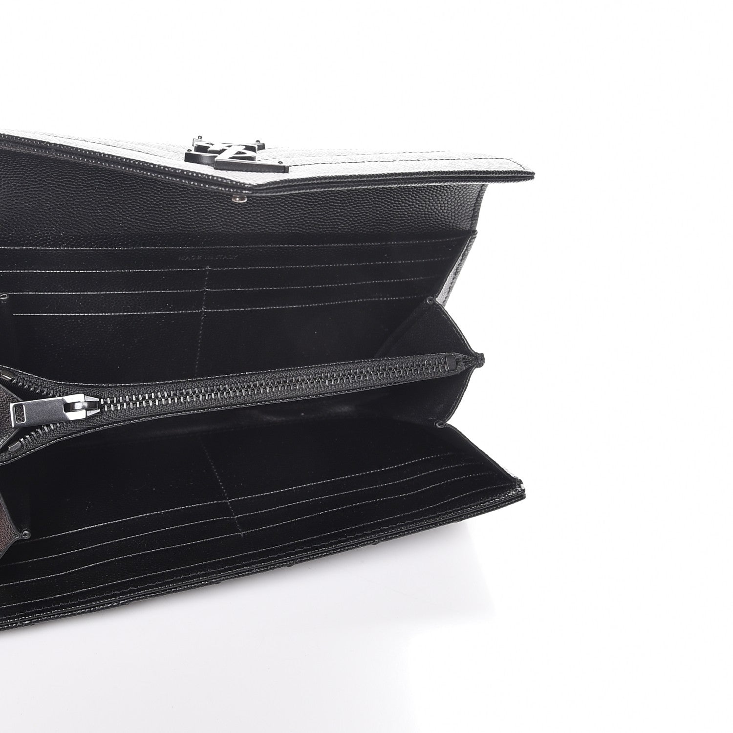 Saint Laurent Grain De Poudre Matelasse Chevron Monogram Flap Wallet Black 5 of 8