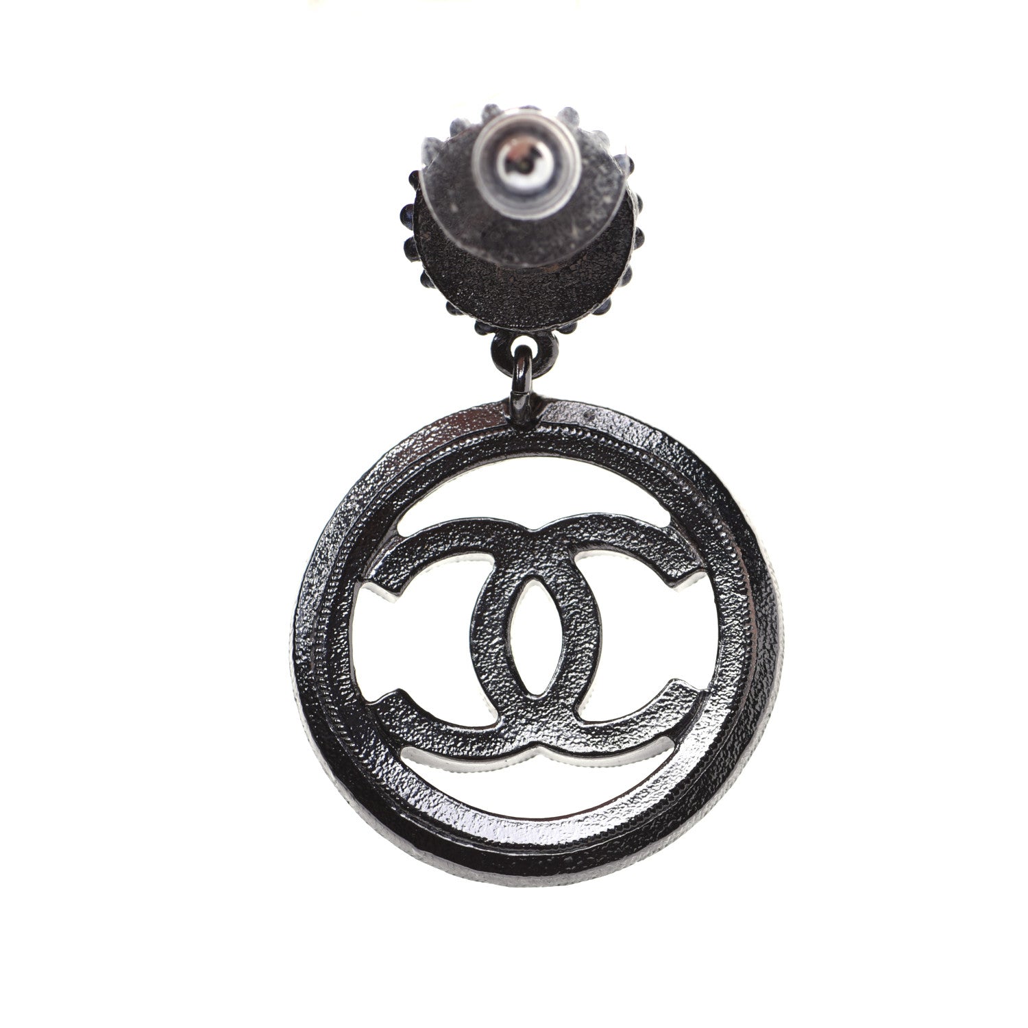 Chanel Ruthenium Beaded CC Drop Earrings Dark Grey 5 of 9