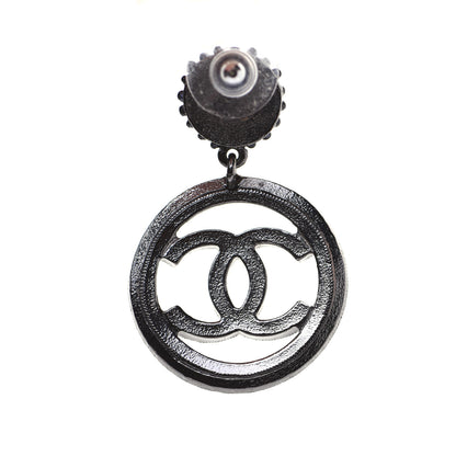 Chanel Ruthenium Beaded CC Drop Earrings Dark Grey 5 of 9