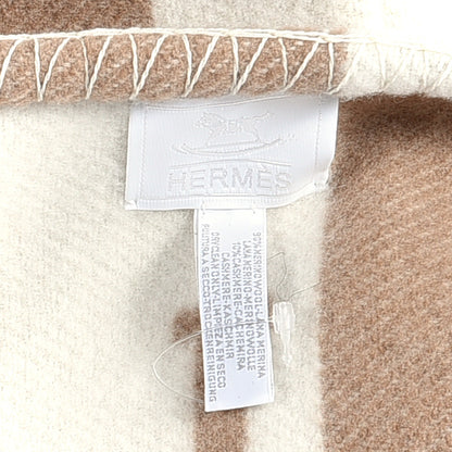 Hermes Wool Cashmere Avalon Baby Blanket Noisette Moyen White 3 of 3