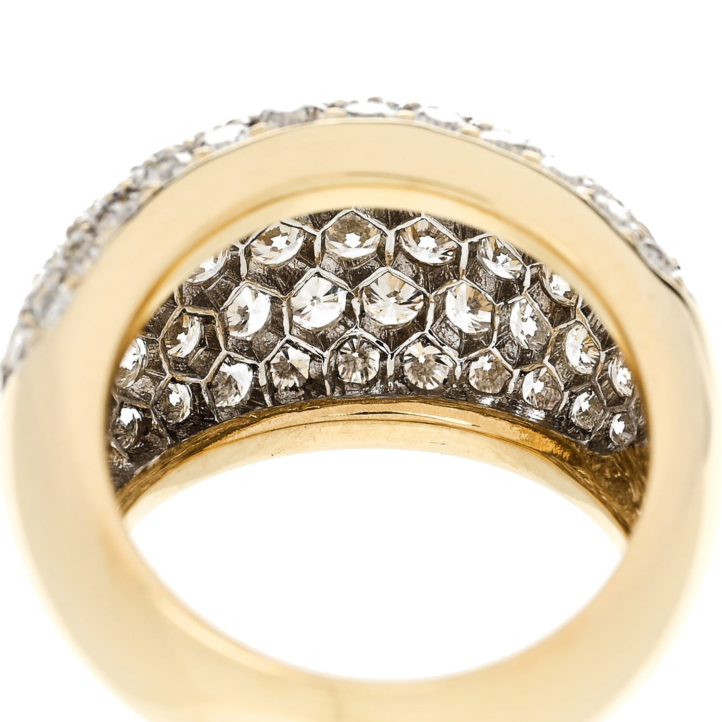 18K Yellow Gold Diamond  3.18ctw Seven Row Dome Band Ring 51 5.75