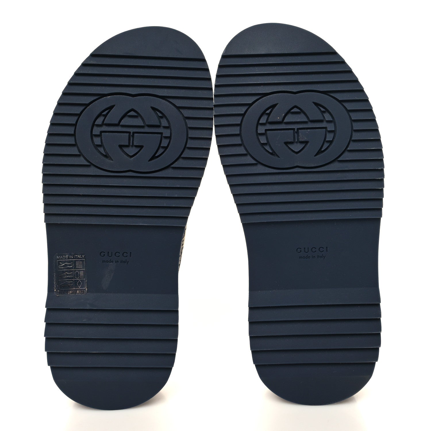 Gucci Monogram Criss Cross Platform Slide Sandals 35 Beige Blue 5 of 8