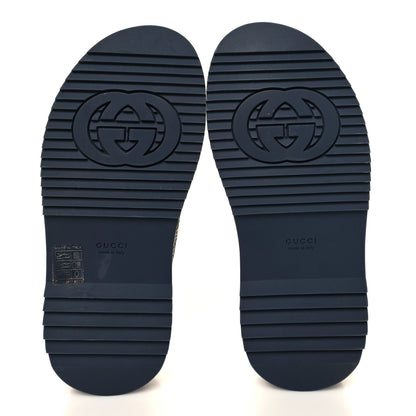 Gucci Monogram Criss Cross Platform Slide Sandals 35 Beige Blue 5 of 8