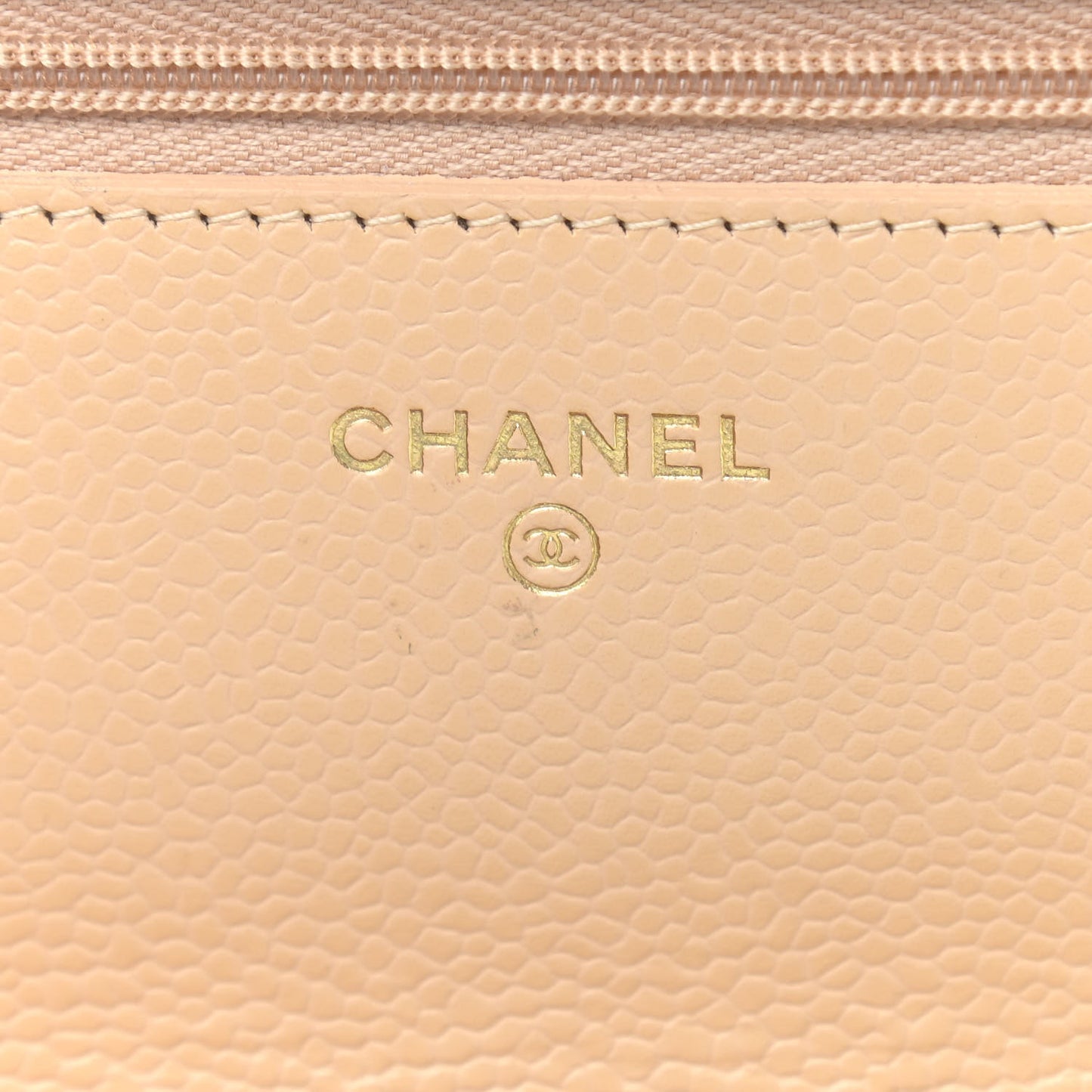 Caviar Quilted Wallet On Chain WOC Beige