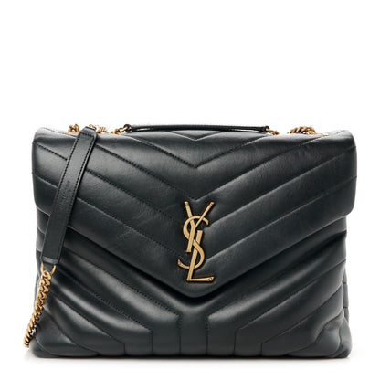 Saint Laurent Calfskin Y Quilted Monogram Medium Loulou Chain Satchel Black 1 of 11