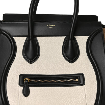 Celine Bullhide Calfskin Suede Mini Tri-Color Luggage White 7 of 9