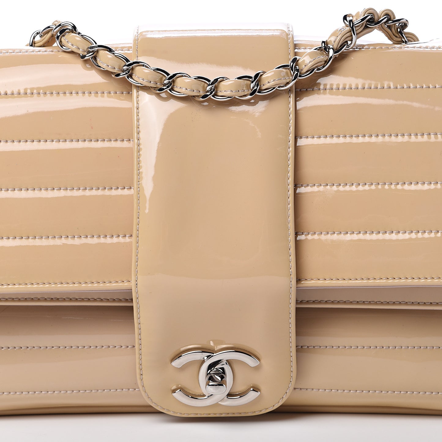 Patent Horizontal Quilted Jumbo Single Flap Pink