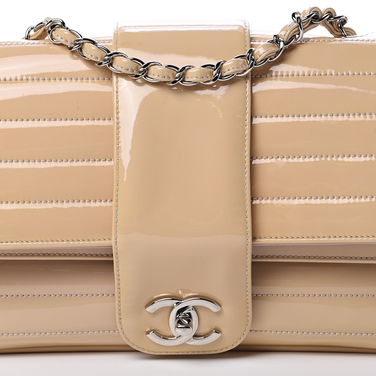 Chanel Patent Horizontal Quilted Jumbo Single Flap Pink 7 of 12