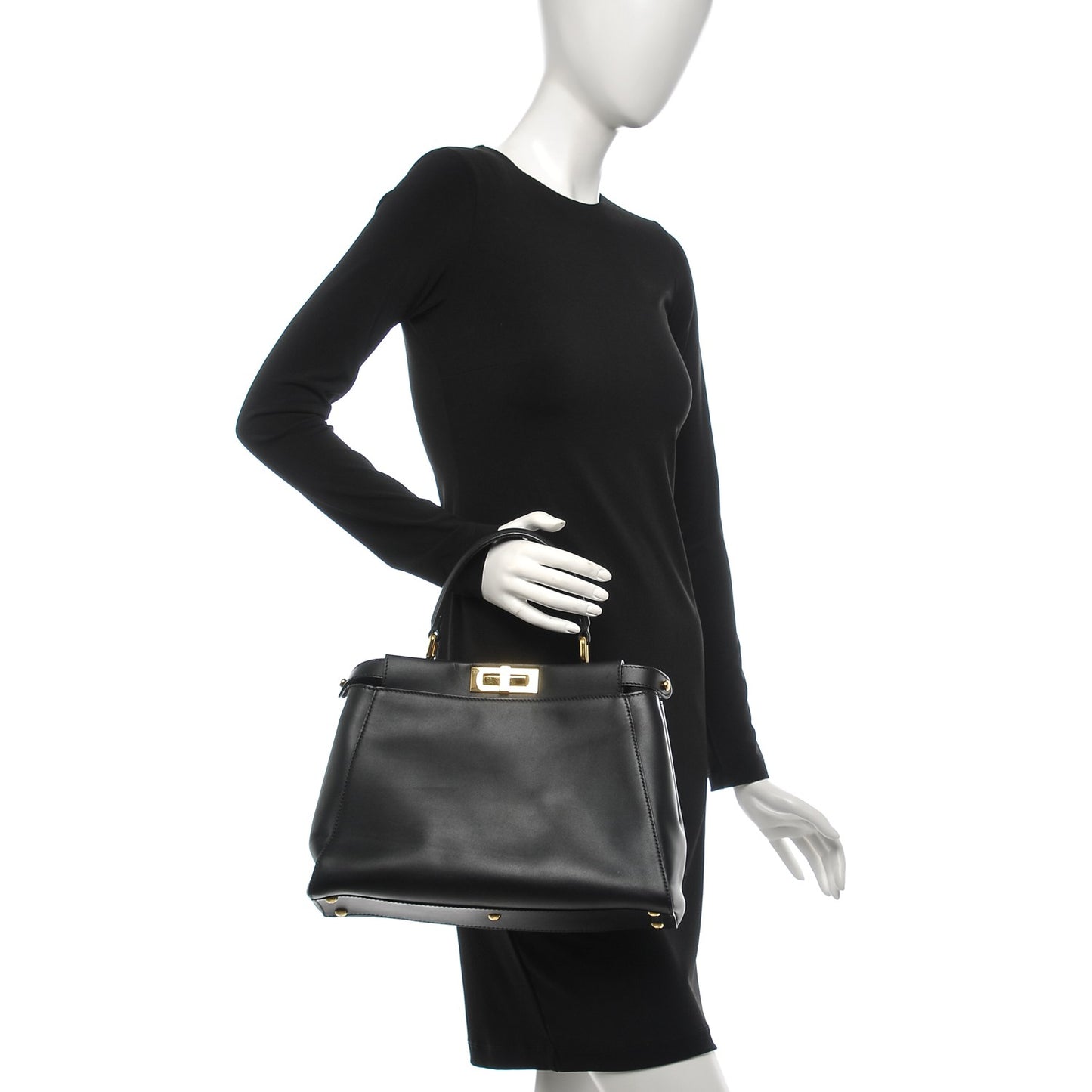 Vitello Morgan Shiny Nappa Medium Peekaboo Iconic Satchel Black
