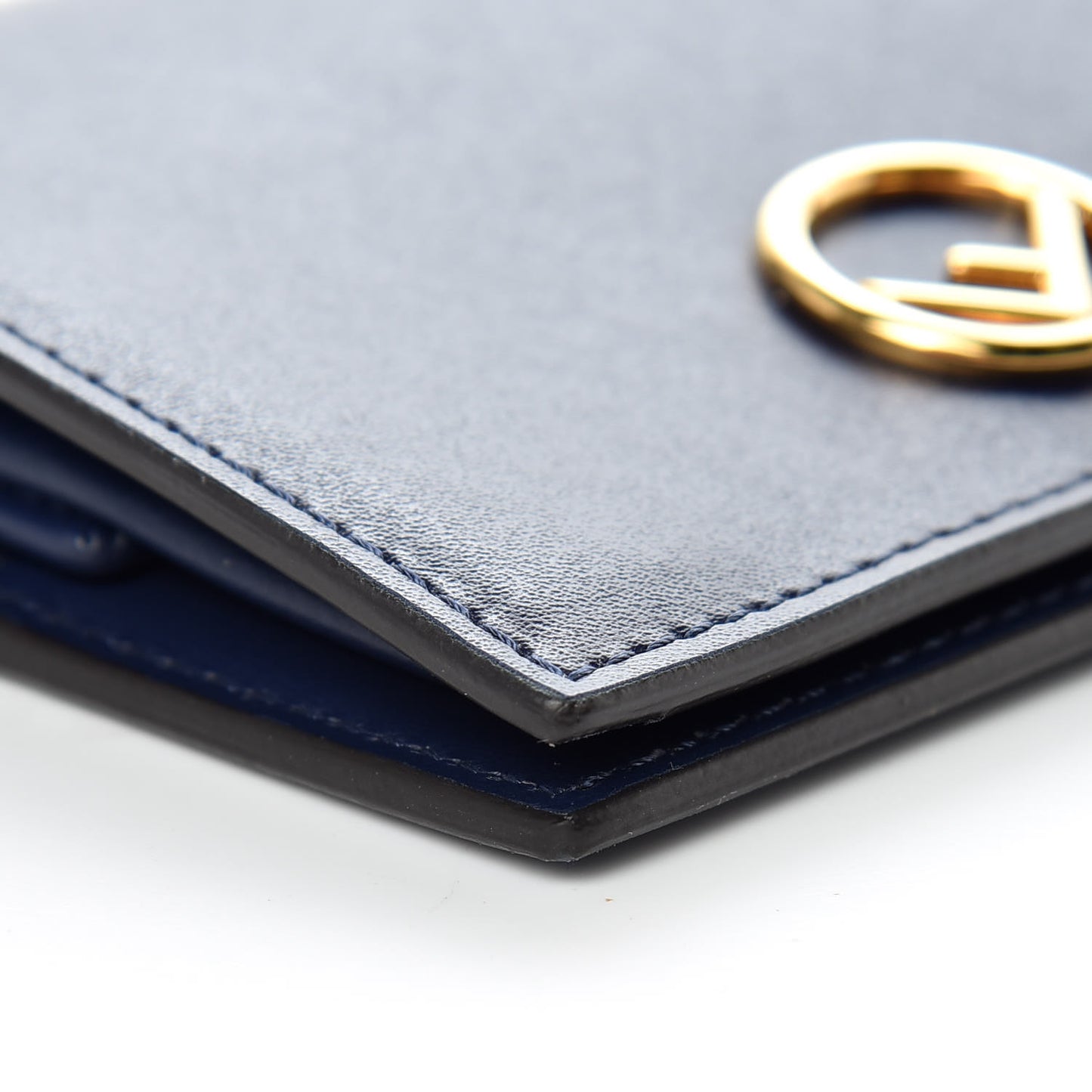 Vitello Liberty Lucido F is Fendi Compact Bi-Fold Wallet Blueberry