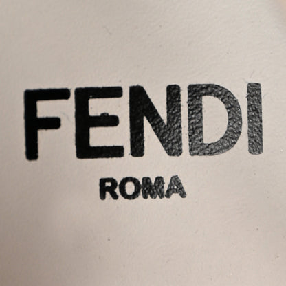 Fendi Canvas Floral Print Logo Bi-Color Womens Biker Boots 40 White Black 7 of 8
