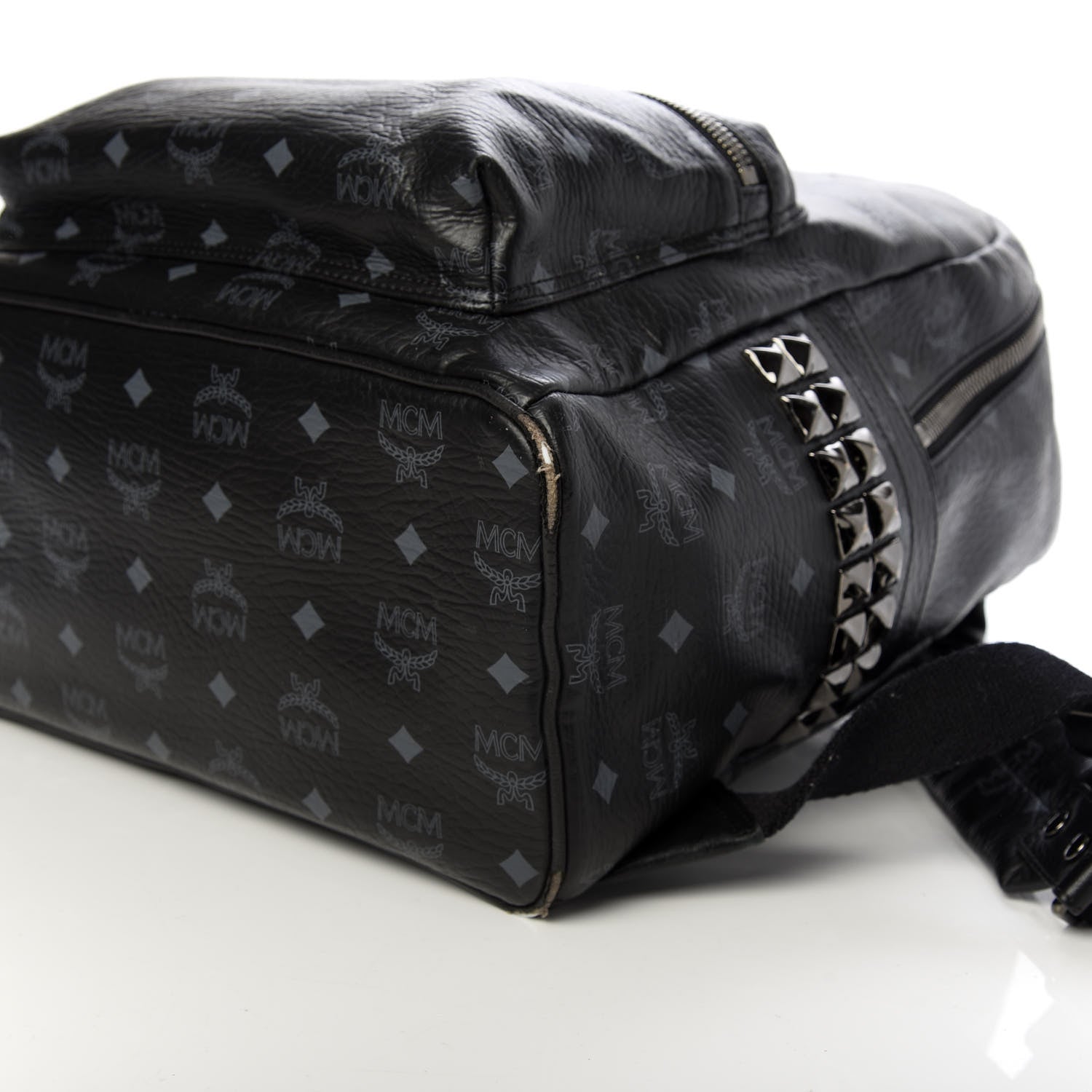 MCM Visetos Medium Side Studs Stark Backpack Black 7 of 9