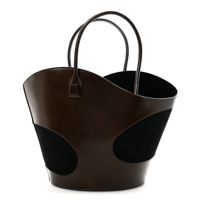 Salvatore Ferragamo Calfskin Suede Cut Out Large Tote Brown Black 1 of 11
