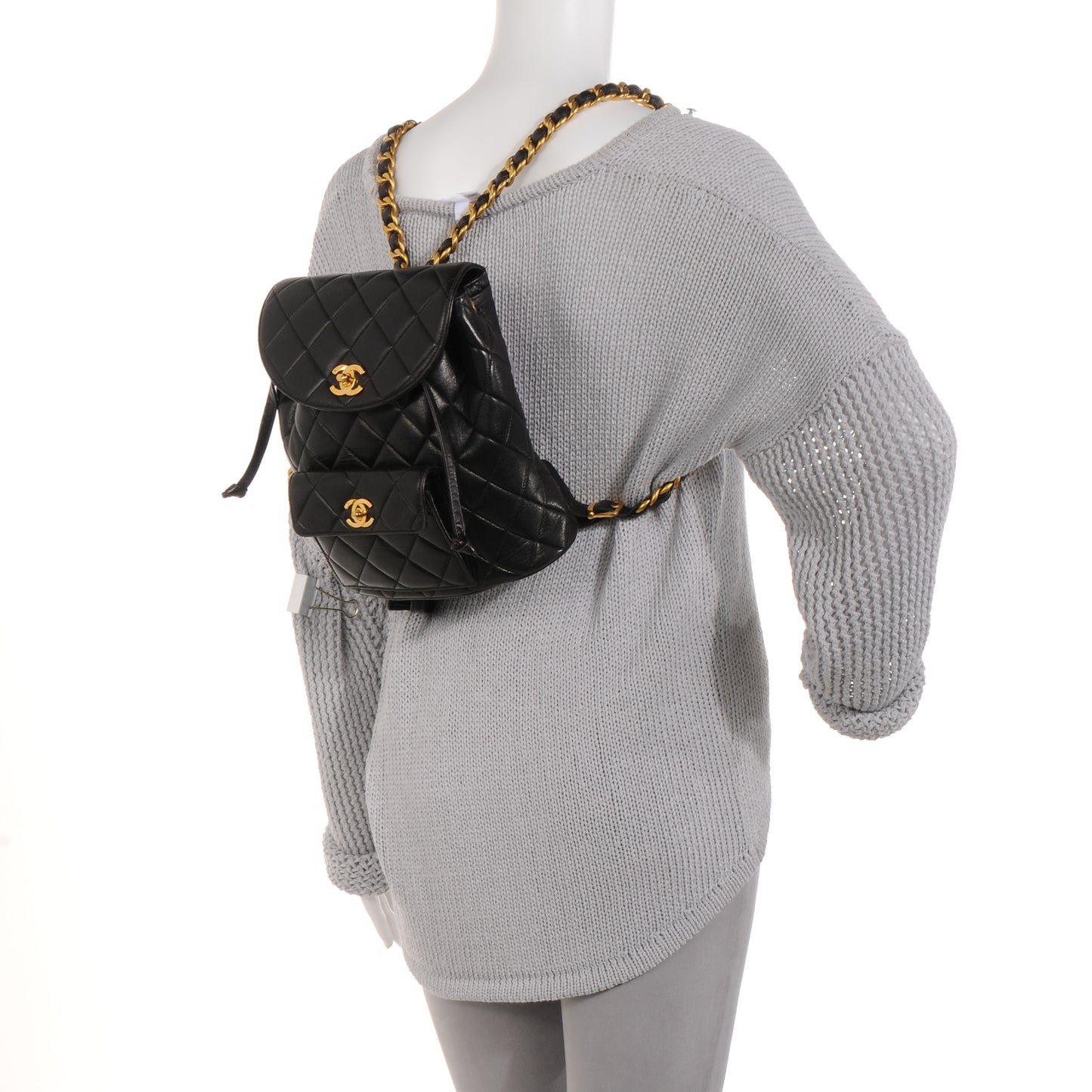 Lambskin Quilted Backpack Black