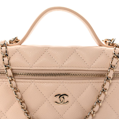 Chanel Caviar Quilted Top Handle Slim Vanity With Chain Beige 8 of 11