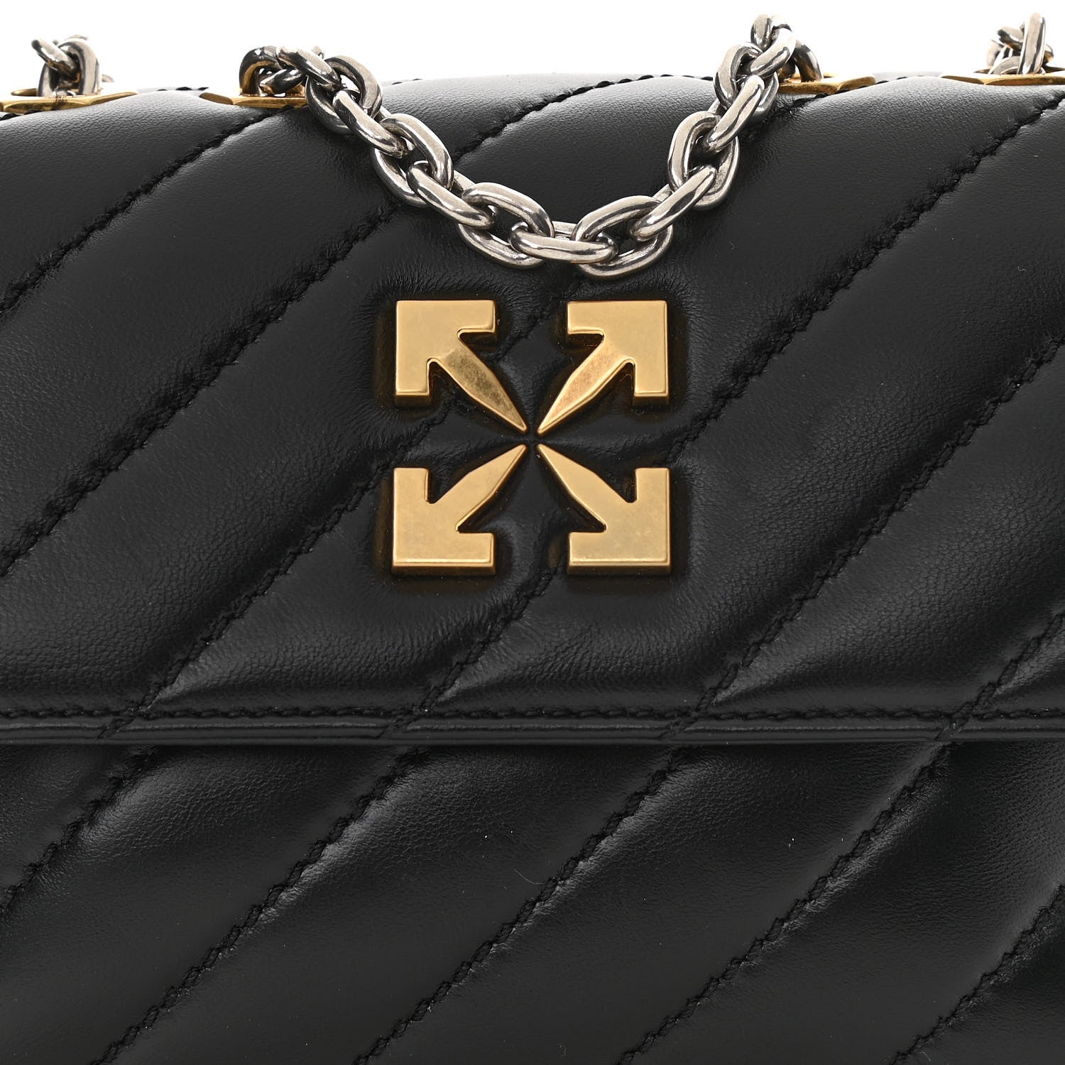 Off-White Calfskin Diagonal Quilted Jackhammer 19 Shoulder Bag Black 7 of 10
