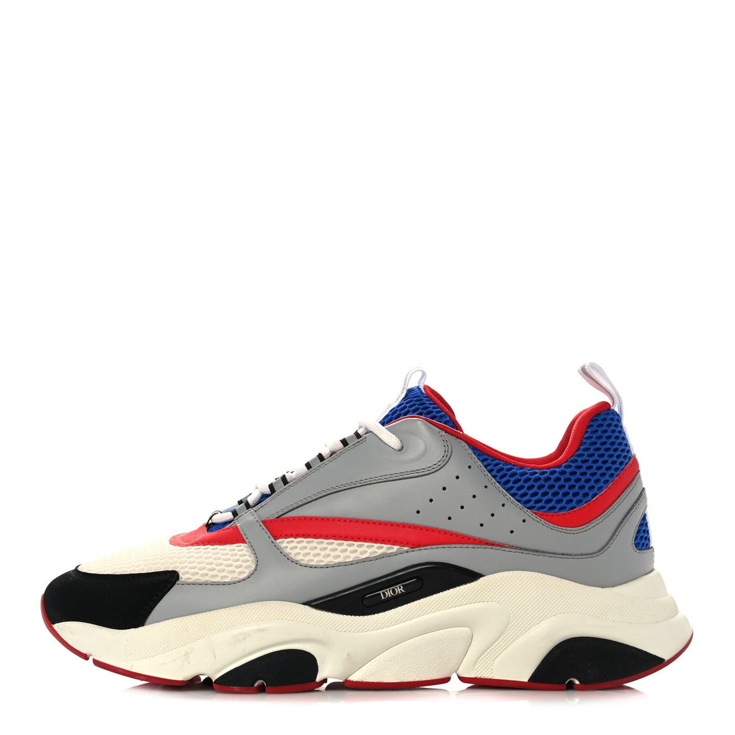 Technical Mesh Calfskin Mens B22 Sneakers 45 Red Blue Grey