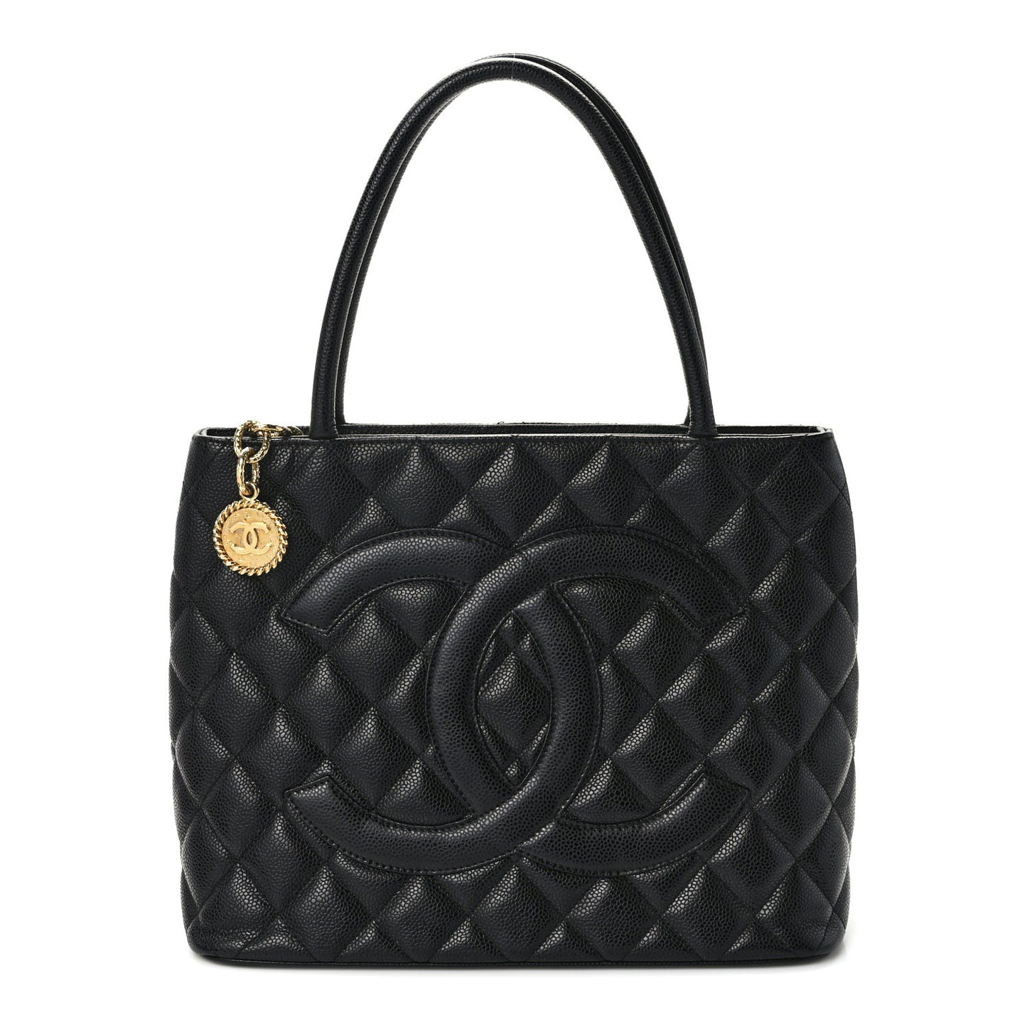 Caviar Quilted Medallion Tote Black